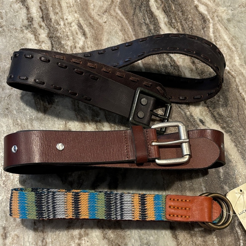 Brown Leather Belt Set
